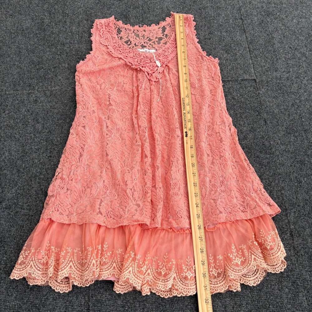 Pretty‎ Angel M Pink Lace Flowy Boho Coastal Cowgirl Linen Blend Dress Y2K - Picture 8 of 9